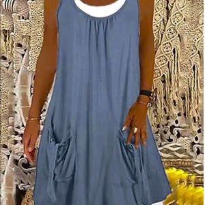 ADORABLE Cotton Dress Layered With Front Pockets